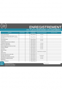 Plan de maintenance des équipements